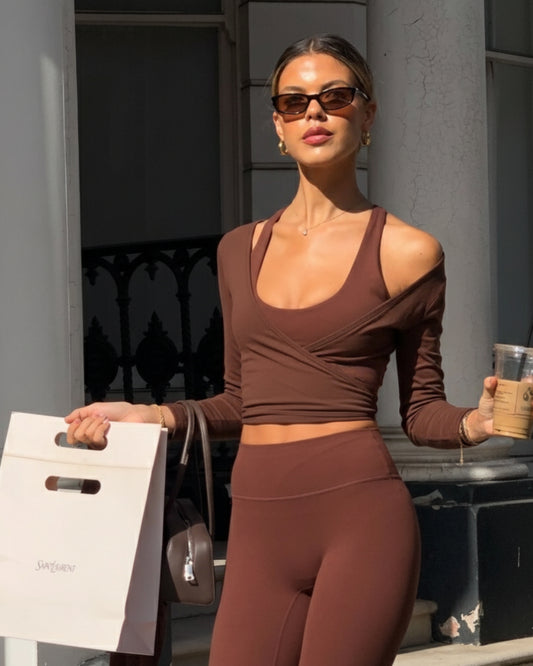 Breathe Wrap Top - Coffee