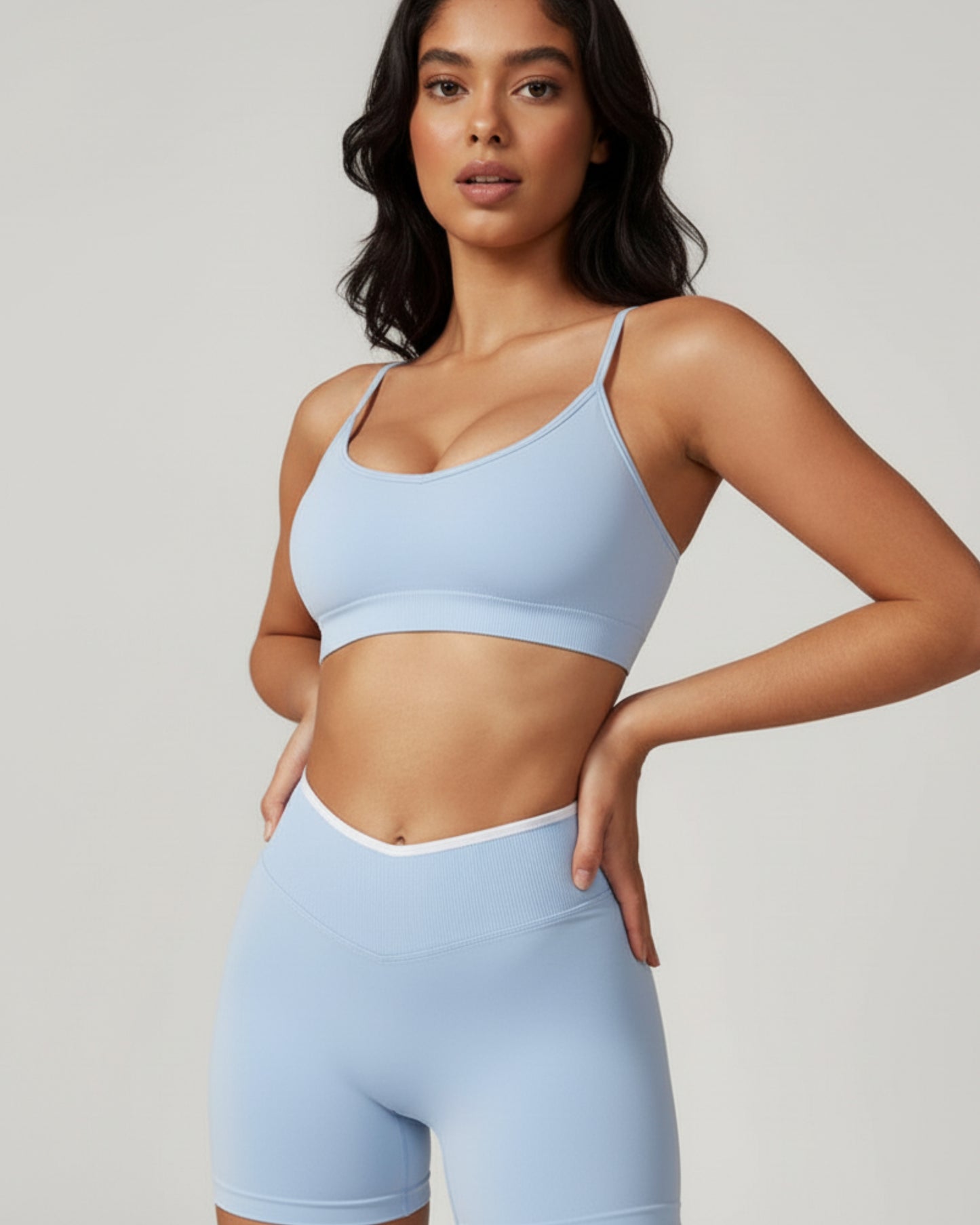 Harmony Seamless High Waist Biker - Sky Blue