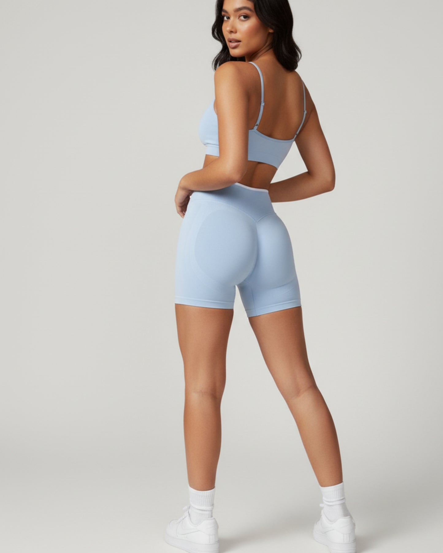 Harmony Seamless High Waist Biker - Sky Blue