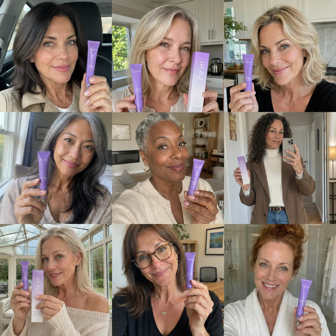 UGC grid — customers holding the tube