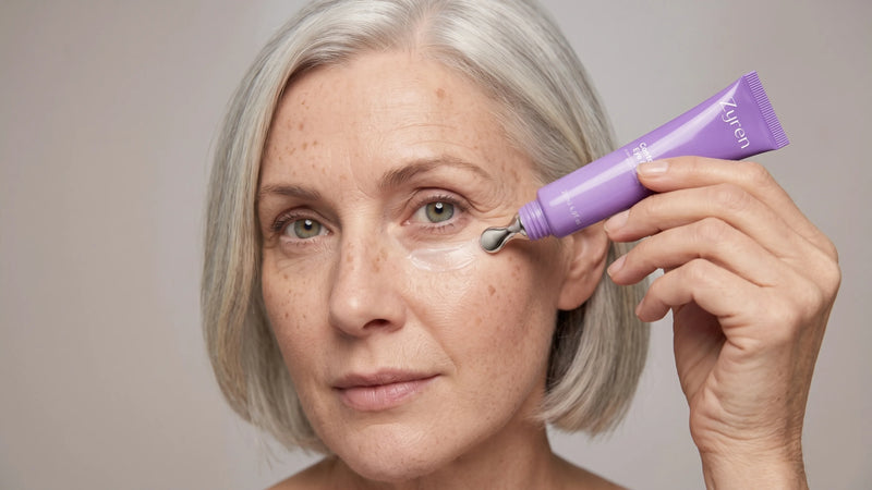 Applying Zyren Contour Lift Eye Cream