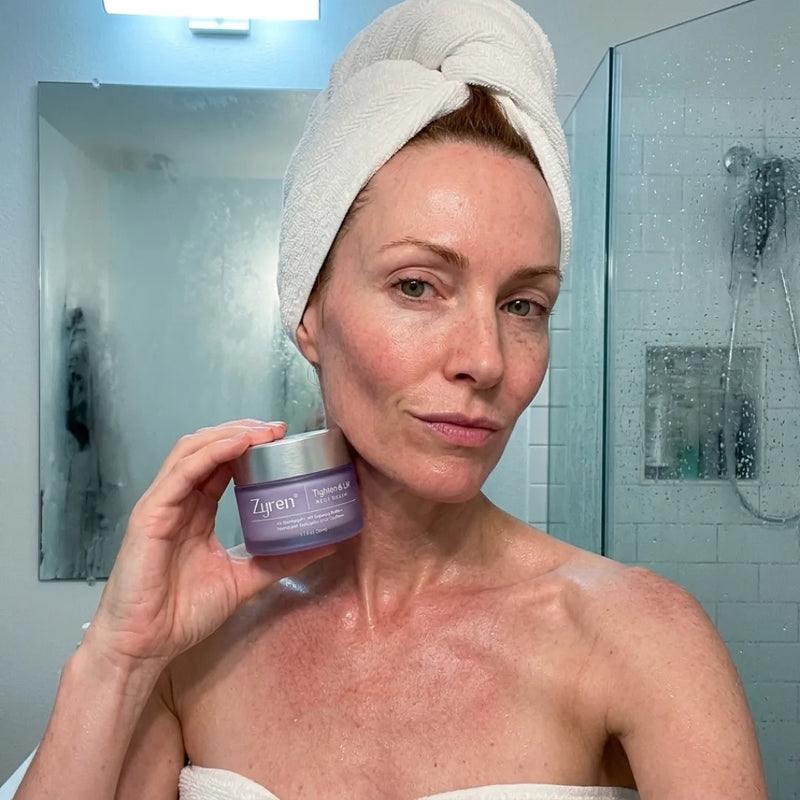Applying Zyren Tighten & Lift Neck Cream